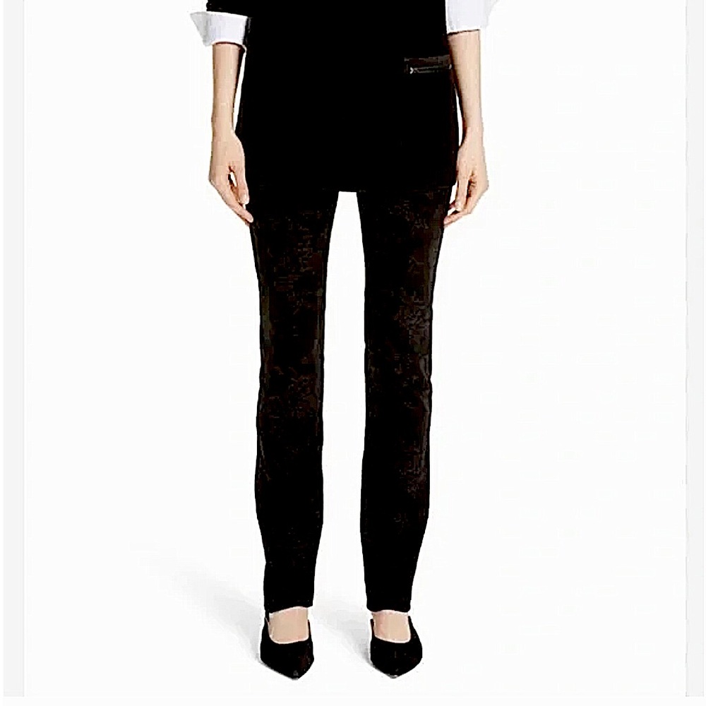 LAFAYETTE 148 Thompson Black Tonal Floral Jeans Straight Leg